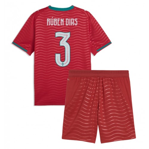 Stroje piłkarskie Portugalia Ruben Dias #3 Koszulka Podstawowej dla dzieci MŚ 2026 Krótki Rękaw (+ szorty)